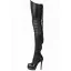 Unique Schwarz Karneval Club Stiefel Damen 2020 Leder 14 cm Stilettos Runde Zeh Stiefel