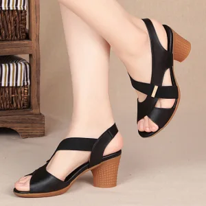 Abordable Noire Désinvolte Sandales Femme 2020 6 Cm Talons Épais Peep Toes Bout Ouvert Sandales