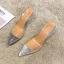 Transparent Silver Casual Rhinestone Womens Sandals 2020 9 cm Stiletto Heels Pointed Toe Sandals