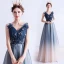 Elegant Navy Blue Evening Dresses  Sequins 2020 A-Line / Princess Ruffle V-Neck Beading Crystal Sleeveless Backless Floor-Length / Long Formal Dresses