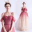 Charmant Rouge Dégradé De Couleur Robe De Soirée 2020 Princesse Bretelles Spaghetti Glitter Étoile Manches Courtes Dos Nu Longue Robe De Ceremonie