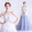 Mode Ivoire Bleu Ciel Dégradé De Couleur Robe De Bal 2020 Princesse Bretelles Spaghetti Sans Manches Dos Nu Volants en Cascade Tribunal Train Robe De Ceremonie