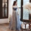 Fashion Ocean Blue Prom Dresses Evening Dresses  2021 A-Line / Princess Scoop Neck Beading Rhinestone Sequins Sleeveless Backless Floor-Length / Long Evening Party Formal Dresses