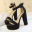 Abordable Noire Club de carnaval Sandales Femme 2020 13 cm Talons Épais Peep Toes / Bout Ouvert Bride Cheville Sandales