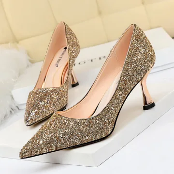 Scintillantes Doré Glitter Soirée Escarpins 2020 Paillettes 7 Cm Talons Aiguilles À Bout Pointu Escarpins
