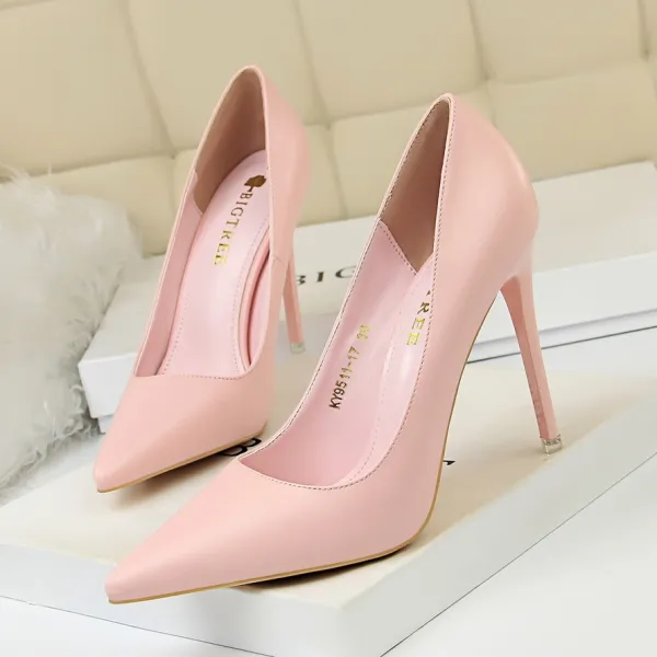 Modest / Simple Blushing Pink Street Wear Pumps 2020 10 cm Stiletto Heels Pointed Toe Pumps