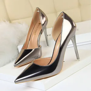 Sexy Bronze Evening Party Womens Shoes 2020 Patent Leather 10 Cm Stiletto Heels Pointed Toe High Heels
