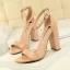 Erschwinglich Nude Freizeit Sandalen Damen 2020 Wildleder Knöchelriemen 9 cm Thick Heels Peeptoes Sandaletten
