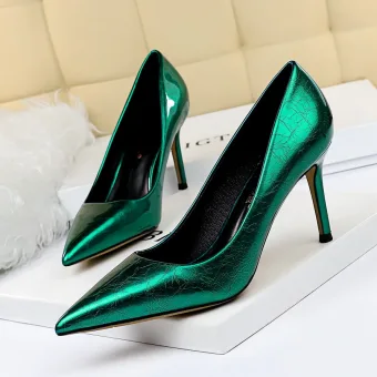 Vintage Retro Dark Green Evening Party Pumps 2020 8 Cm Stiletto Heels Pointed Toe Pumps