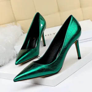 Vintage Retro Dark Green Evening Party Pumps 2020 8 Cm Stiletto Heels Pointed Toe Pumps