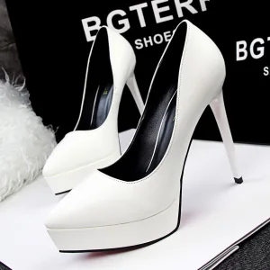Betaalbare Ivoor Avond Pumps 2020 12 Cm Naaldhakken Stiletto Spitse Neus Pumps