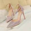 Charmant Rougissant Rose Soirée Faux Diamant Chaussures Femmes 2020 Perlage Bride Cheville 10 cm Talons Aiguilles À Bout Pointu Talons