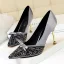 Mode Gris Soirée Escarpins 2020 Noeud Faux Diamant Paillettes 10 cm Talons Aiguilles À Bout Pointu Escarpins