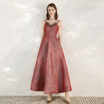 Scintillantes Glitter Rouge Robe De Bal 2020 Princesse Bretelles Spaghetti Sans Manches Dos Nu Longue Robe De Ceremonie