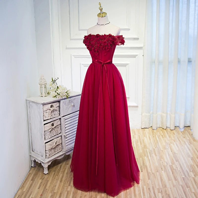 burgundy prom dresses 2018 Burgundy Sparkly Velvet Cheap Prom Dresses Off the Shoulder Formal Gow –  vigocouture main image 1