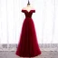 Chic / Belle Bordeaux Robe De Soirée 2020 Princesse Daim Encolure Dégagée Étoile Paillettes Faux Diamant Manches Courtes Dos Nu Longue Robe De Ceremonie