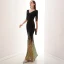 Charming Black Gold Evening Dresses  2020 Trumpet / Mermaid V-Neck Sequins 1/2 Sleeves Floor-Length / Long Formal Dresses