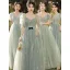 Fashion Sage Green Star Bridesmaid Dresses 2021 A-Line / Princess Scoop Neck Short Sleeve Backless Floor-Length / Long Bridesmaid Wedding Party Dresses