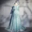 Élégant Bleu Robe De Soirée 2018 Princesse Appliques Noeud Bretelles Spaghetti Dos Nu Sans Manches Train De Balayage Robe De Ceremonie