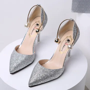 Abordable Noire Soirée Chaussures Femmes 2020 Paillettes 8 Cm Talons Aiguilles À Bout Pointu Talons Hauts