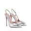 Charming Silver Evening Party Womens Sandals 2020 Ankle Strap Rhinestone 10 cm Stiletto Heels Pointed Toe Sandals