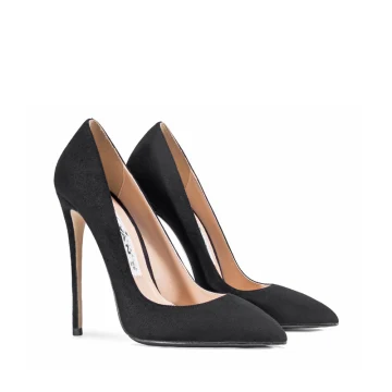 Eenvoudige Zwarte Kantoor Ol Pumps 2020 12 Cm Naaldhakken Stiletto Spitse Neus Pumps