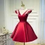 Chic / Beautiful Burgundy Party Dresses 2020 A-Line / Princess V-Neck Lace Flower Sleeveless Backless Short Formal Dresses