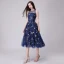 Flotte Mørk Marineblå Homecoming Graduation Kjoler 2018 Prinsesse Glitter Stjerne Scoop Neck Ærmeløs Te-længde Kjoler