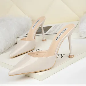 Abordable Beige Désinvolte Sandales Femme 2020 9 Cm Talons Aiguilles À Bout Pointu Sandales
