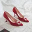 Chinese style Red Wedding Shoes 2020 Pearl 8 cm Stiletto Heels Pointed Toe Wedding Pumps