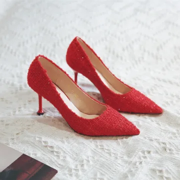 Charmant Rouge Glitter Soirée Escarpins 2020 8 Cm Talons Aiguilles À Bout Pointu Escarpins