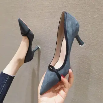 Modest Simple Green Casual Pumps 2020 Suede 7 Cm Stiletto Heels Pointed Toe Pumps
