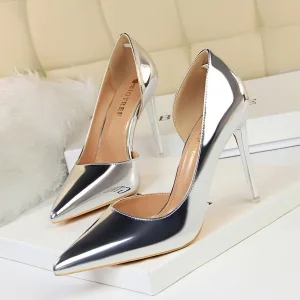 Modest Simple Silver Evening Party Womens Shoes 2020 10 Cm Stiletto Heels Pointed Toe Heels