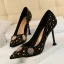 Vintage Schwarz Abend Pumps 2020 Perle Strass 9 cm Stilettos Spitzschuh Pumps