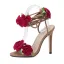 Chic / Beautiful Beige Casual Flower Womens Sandals 2020 Ankle Strap 11 cm Stiletto Heels Open / Peep Toe Sandals