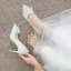 Błyszczące Uroczy Kość Słoniowa Kopciuszek Kryształ Buty Ślubne 2020 Cekiny 7 cm Szpilki Szpiczaste Ślub Czółenka