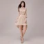 Chic / Belle de retour Kaki Robe De Graduation 2018 Princesse Noeud En Dentelle Asymétrique Col Haut 3/4 Manches Robe De Ceremonie