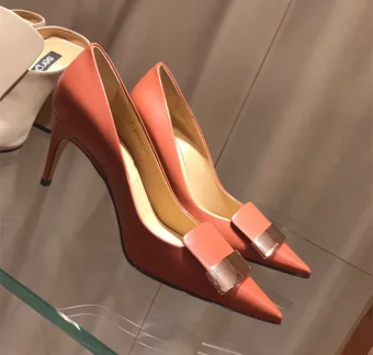 Chic Belle Orange Bureau Escarpins 2020 9 Cm Talons Aiguilles À Bout Pointu Escarpins