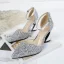 Glittrande Silver Afton Damskor 2020 Paljetter Ankelband 8 cm Tjocka Klackar Spetsiga Klackskor