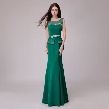 Vintage Retro Green Evening Dresses 2018 Trumpet Mermaid Rhinestone Sash Scoop Neck Backless Sleeveless Floor Length Long Formal Dresses