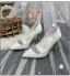 Mode Ivoire Faux Diamant Chaussure De Mariée 2020 Satin 9 cm Talons Aiguilles À Bout Pointu Mariage Escarpins