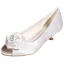 Elegancka Białe Na Wesele Buty Ślubne 2020 Satyna Kwiat 3 cm Niski Obcas Peep Toe Ślub Czółenka