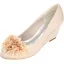 Chic / Beautiful Champagne Prom Womens Shoes 2020 Satin Appliques 6 cm Wedges Pointed Toe