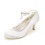 Stijlvolle Witte Bruidsschoenen 2020 Satijn Rhinestone Enkelband 6 cm Naaldhakken / Stiletto Spitse Neus Huwelijk Pumps