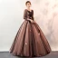 Elegant Black Prom Dresses 2020 Ball Gown V-Neck Butterfly Appliques Lace Flower 3/4 Sleeve Backless Floor-Length / Long Formal Dresses