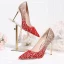 Glitzernden Charmant Gold Rot Farbverlauf Brautschuhe 2020 Glanz Pailletten 10 cm Stilettos Spitzschuh Hochzeit Pumps