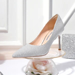 Scintillantes Argenté Soirée Escarpins 2020 Paillettes 8 Cm Talons Aiguilles À Bout Pointu Escarpins
