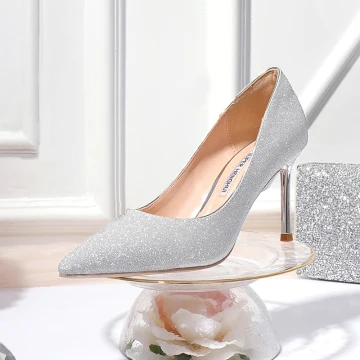 Glitter Zilveren Avond Pumps 2020 Pailletten 8 Cm Naaldhakken Stiletto Spitse Neus Pumps