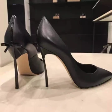 Chic Belle Noire Bureau Ol Escarpins 2020 Noeud 10 Cm Talons Aiguilles À Bout Pointu Escarpins