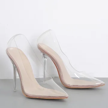 Sexy Transparent Beige Cocktail Escarpins 2020 10 Cm Talons Aiguilles À Bout Pointu Escarpins